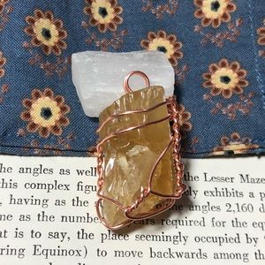 Honey calcite hand wrapped crystal